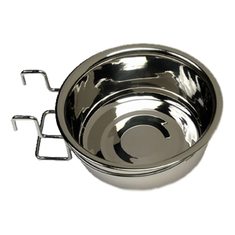 SS Bowl / Coop Cup with Wire Holders & Hook, 64 oz - Pet's Shop
