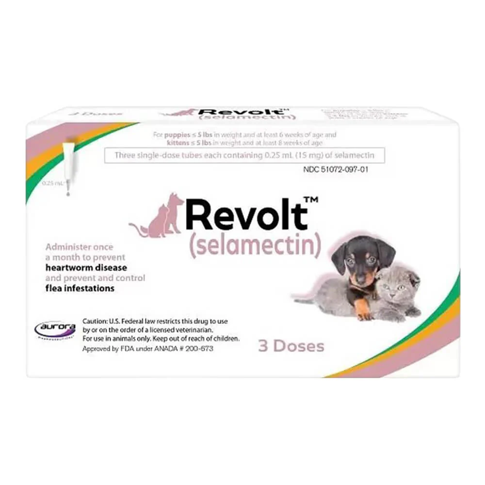 Rx Revolt (Selamectin) for Cat/Dog, 0-5 lbs, 3 pk - Pet's Shop