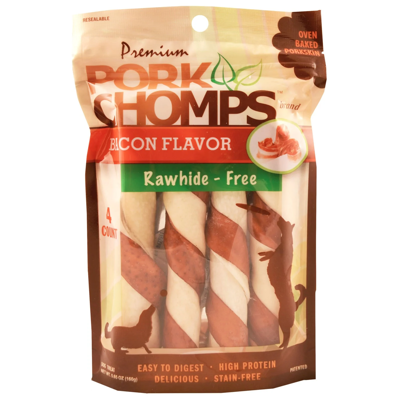 Pork Chomps Twists, Bacon - Pet's Shop