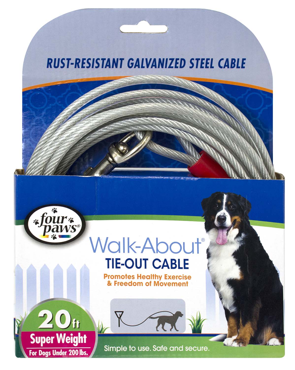 Dog Super Tie Out Cable, Silver, 20 Ft - Pet's Shop
