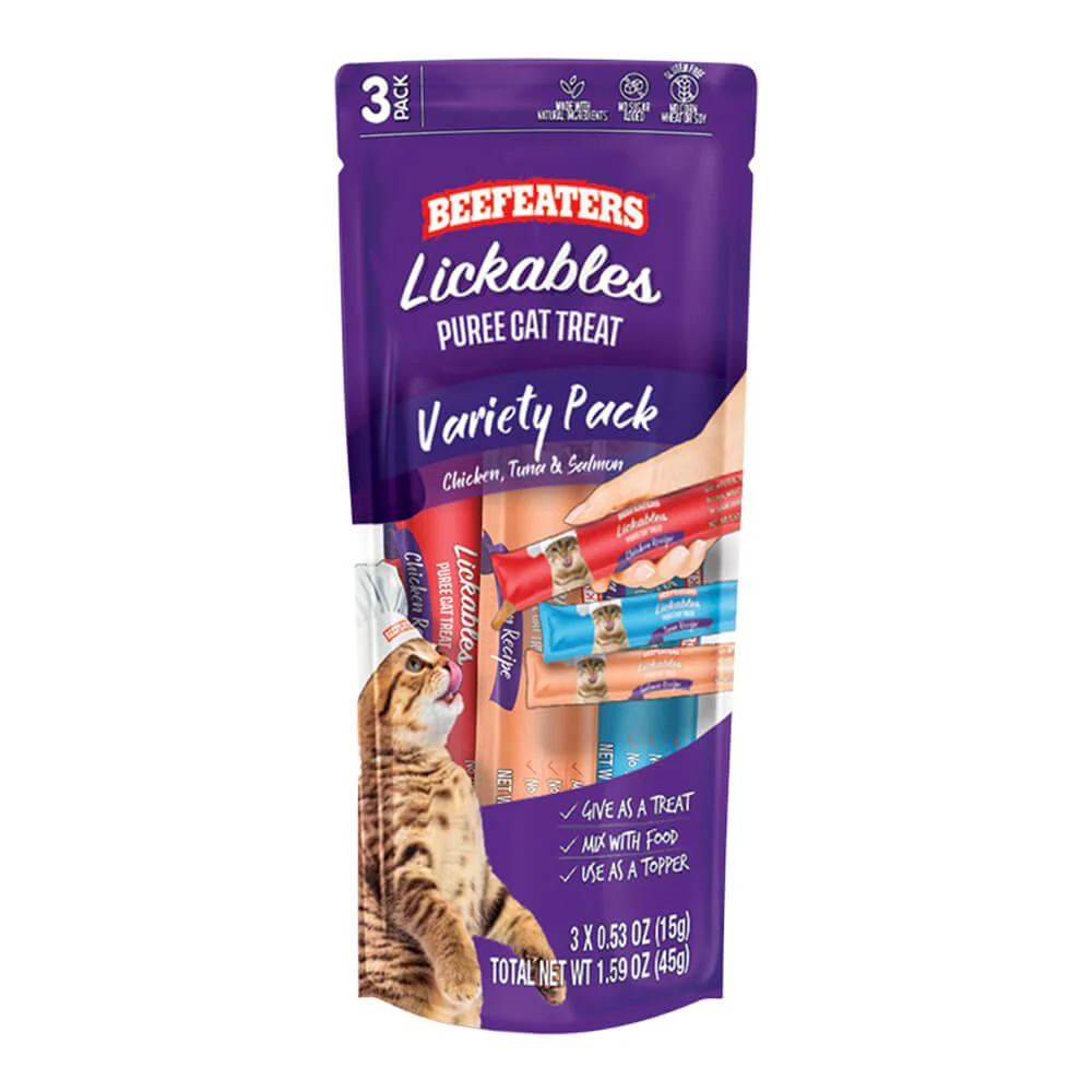 Beefeaters Lickables Puree Cat Treat, 3 ct, Case of 12 - Pet's Shop