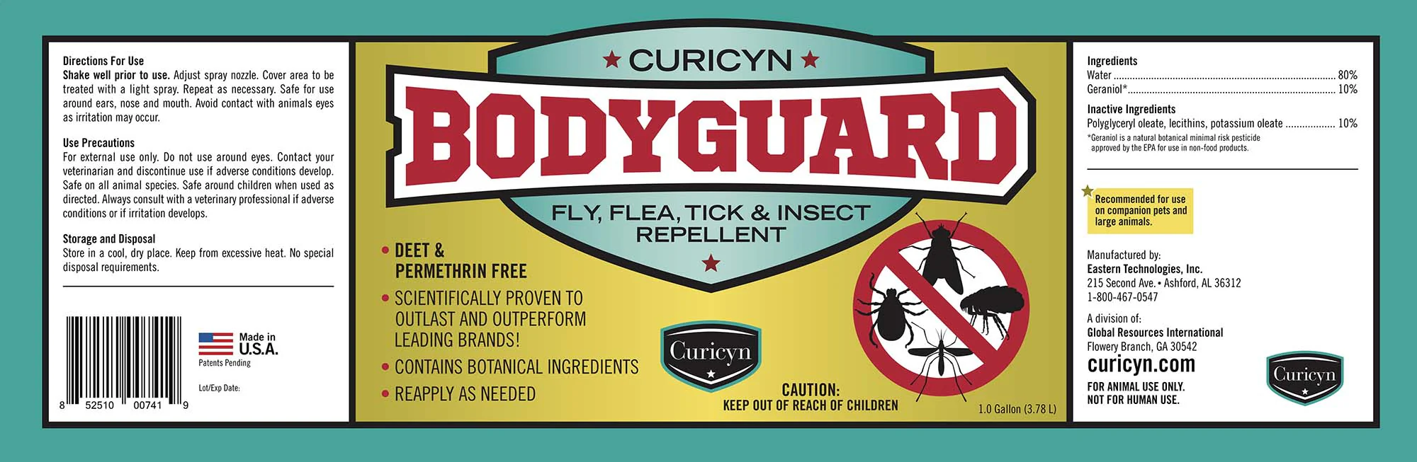 Curicyn's Bodyguard Fly, Flea, Tick and Insect Repellent - Pet's Shop