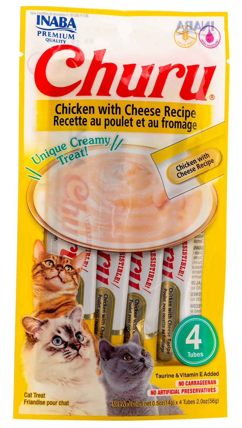 Churu Chicken with Cheese Puree Lickable Cat Treat, 4 pk - Pet's Shop