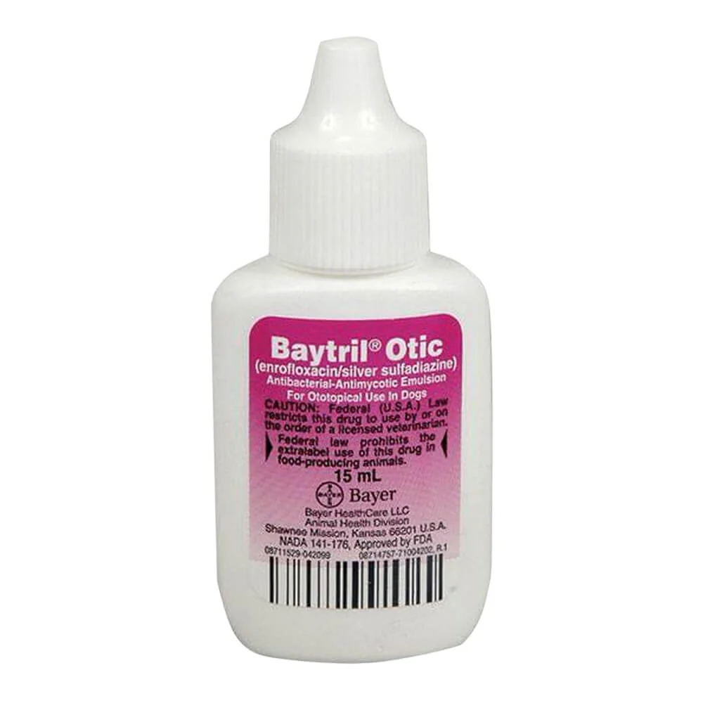 Rx Baytril Otic (enrofloxacin/silver sulfadiazine) for Dogs, 15 ml - Pet's Shop