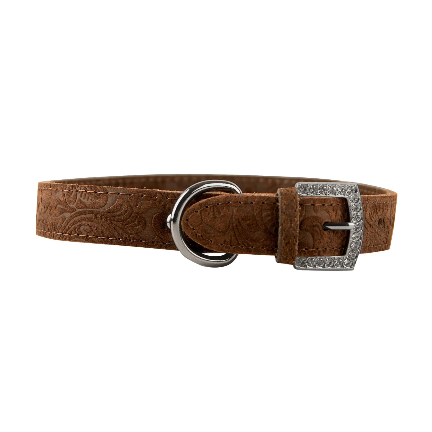 Crystal Buckle Made in USA Leather Dog Collar - Pet's Shop