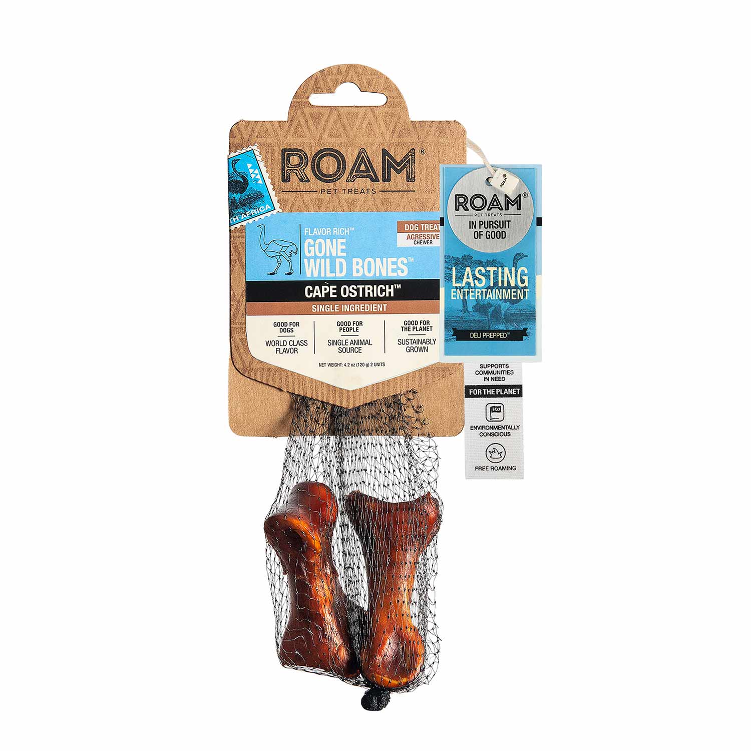 Roam Dog Treats Gone Wild Ostrich Bone, 2pk - Pet's Shop
