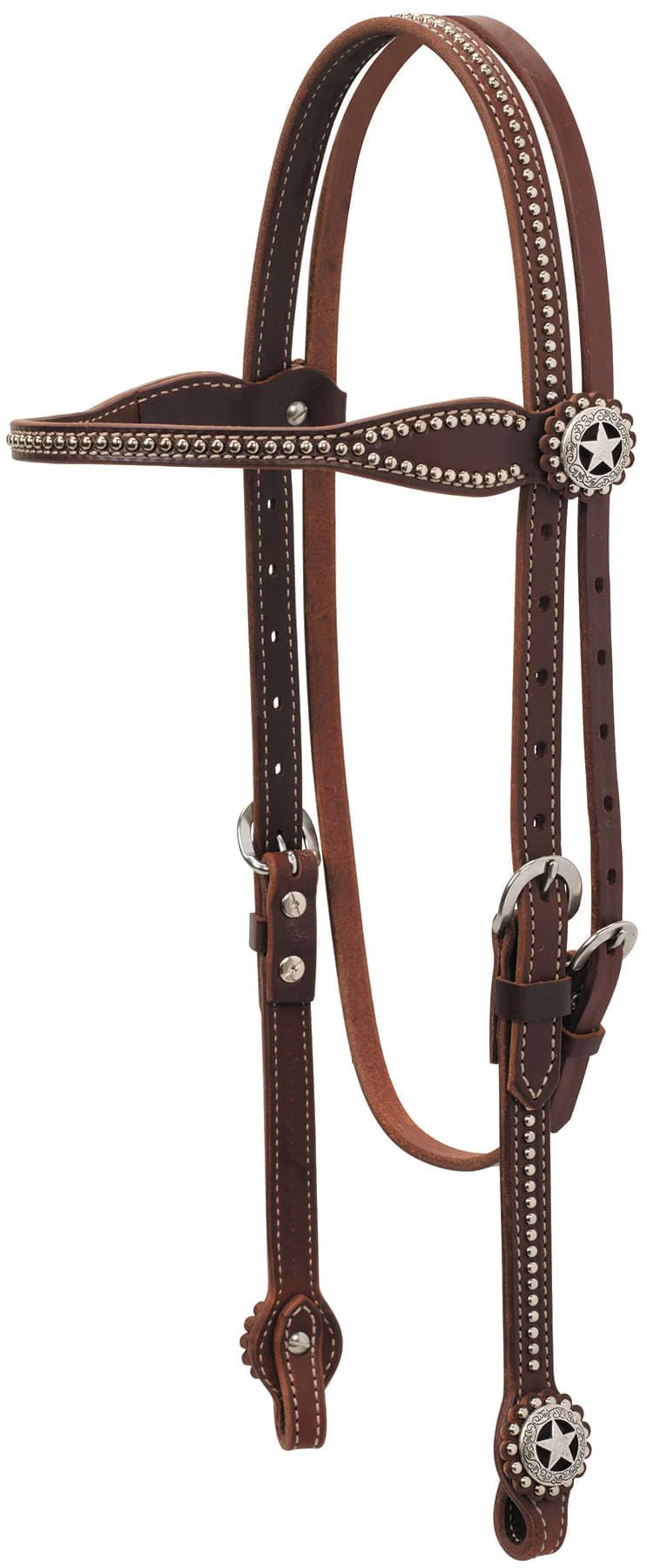 Weaver Texas Star Oiled Canyon Rose Harness Leather Browband Headstall, Full - Pet's Shop