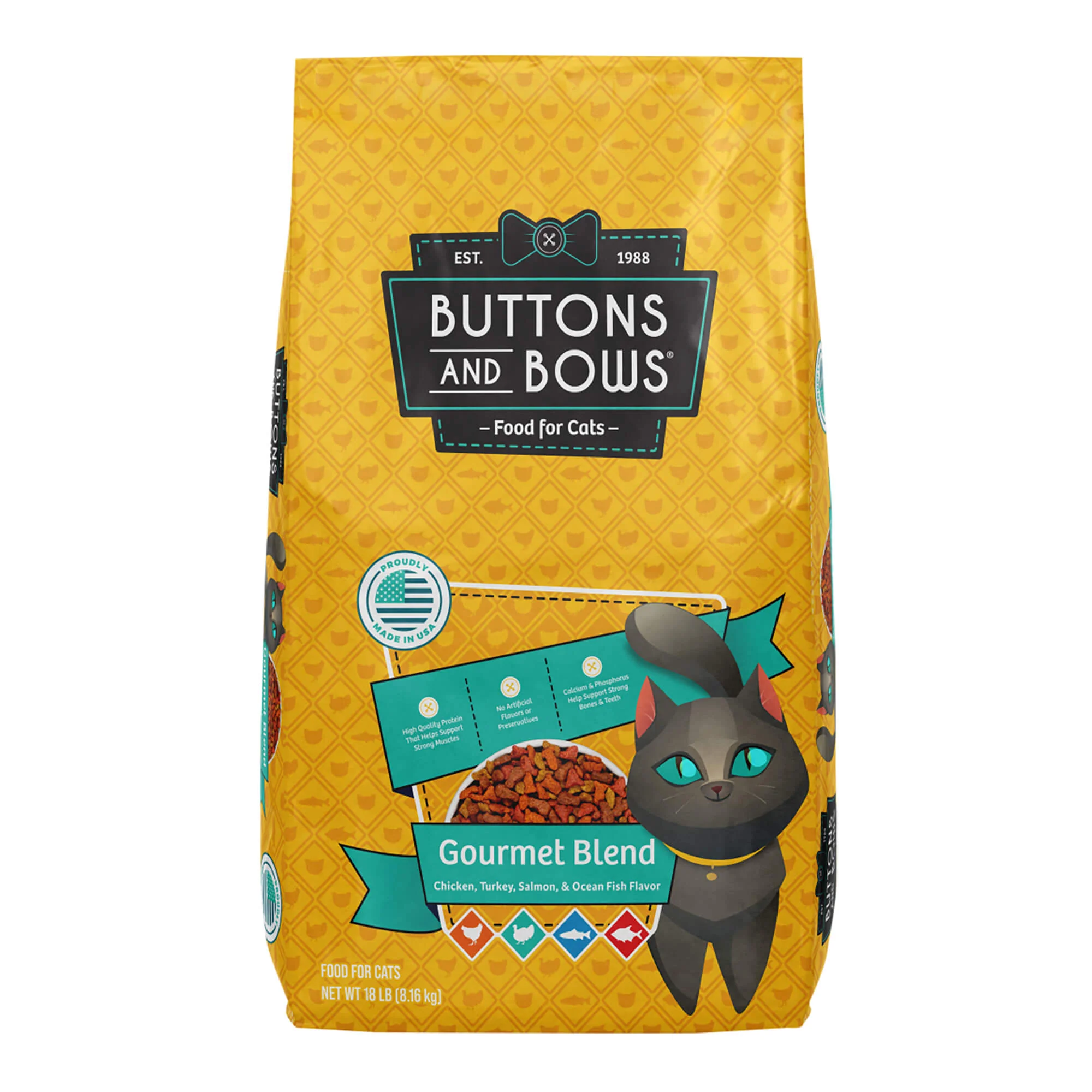 Buttons & Bows Gourmet Blend Cat Food, 18 lbs - Pet's Shop