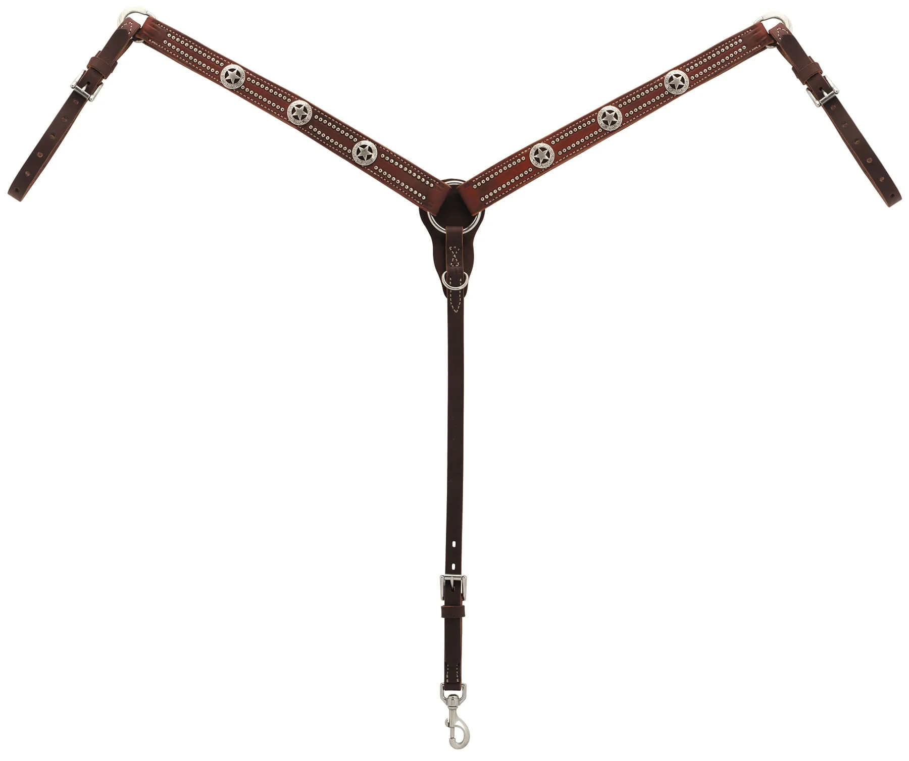 Weaver Texas Star Oiled Canyon Rose Harness Leather Tapered Breast Collar - Pet's Shop