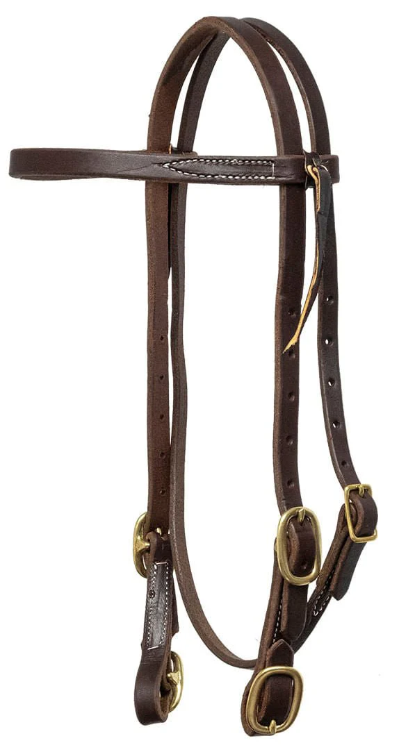 Poplar Head Saddlery Oiled Harness Leather Browband Headstall with Easy-Change Buckle Ends - Pet's Shop
