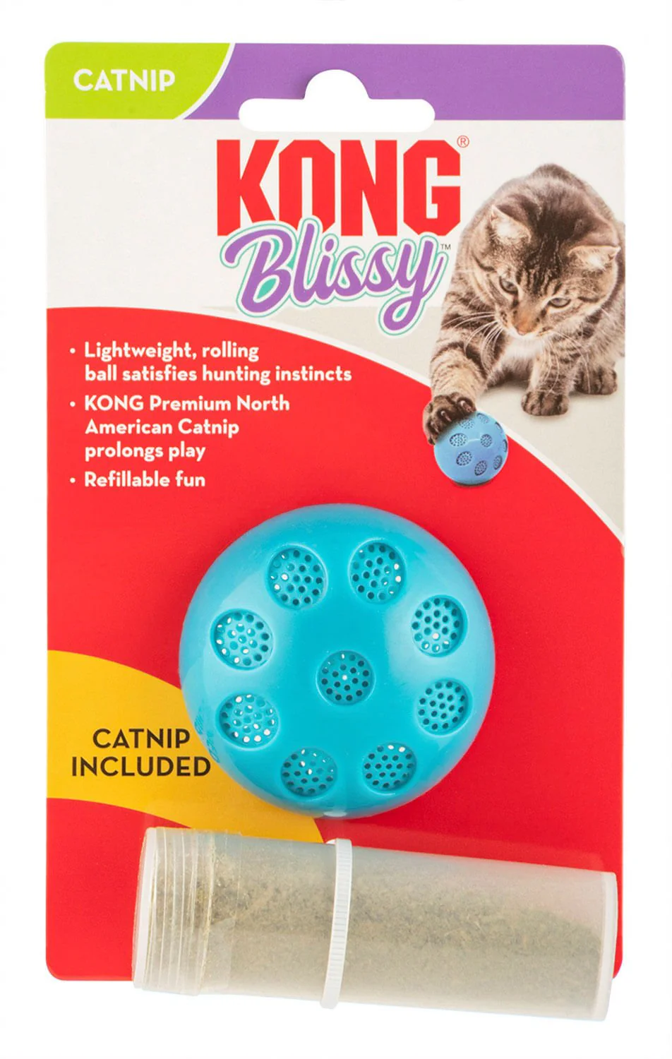KONG Blissy Mesh Ball with Catnip, Teal, Small - Pet's Shop