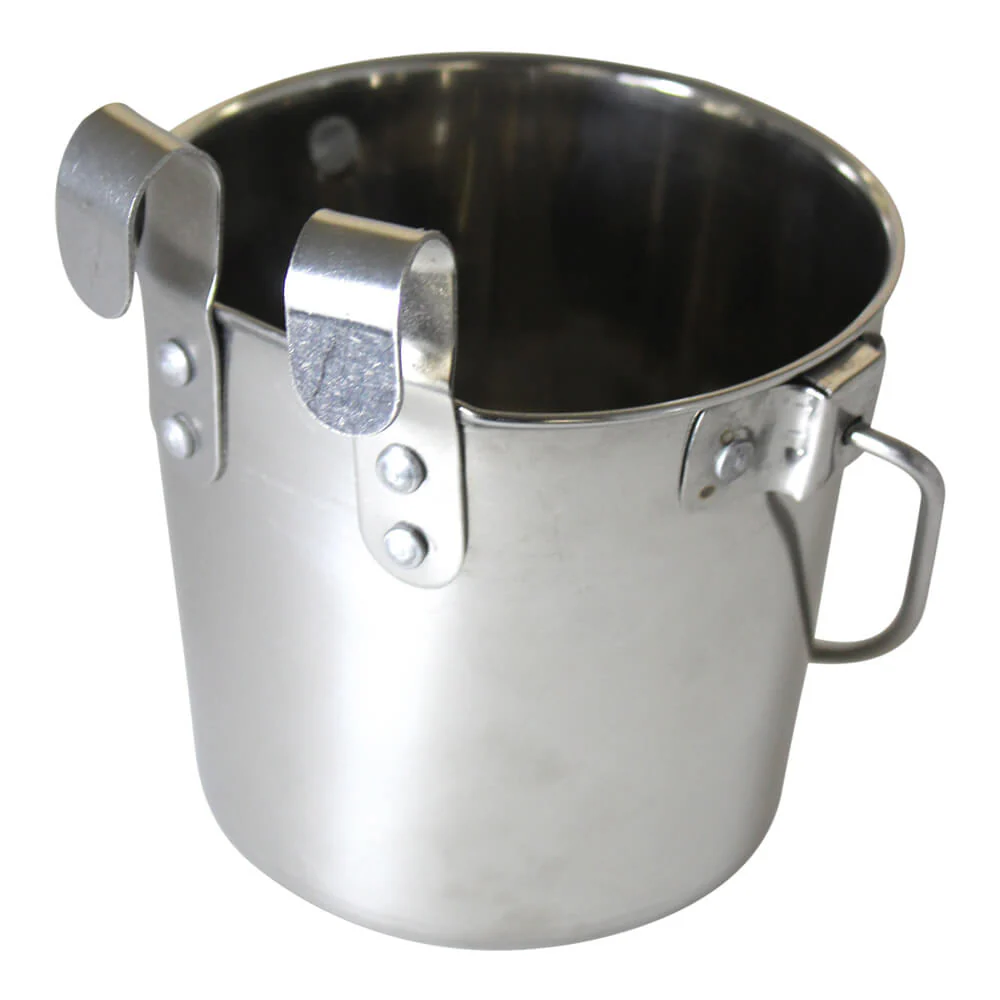 Stainless Steel Pail, Flat Sided Hook-On with Rivets - Pet's Shop