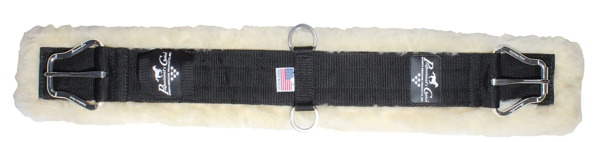 Professional's Choice Wooled Lambskin Western Cinch, Black - Pet's Shop