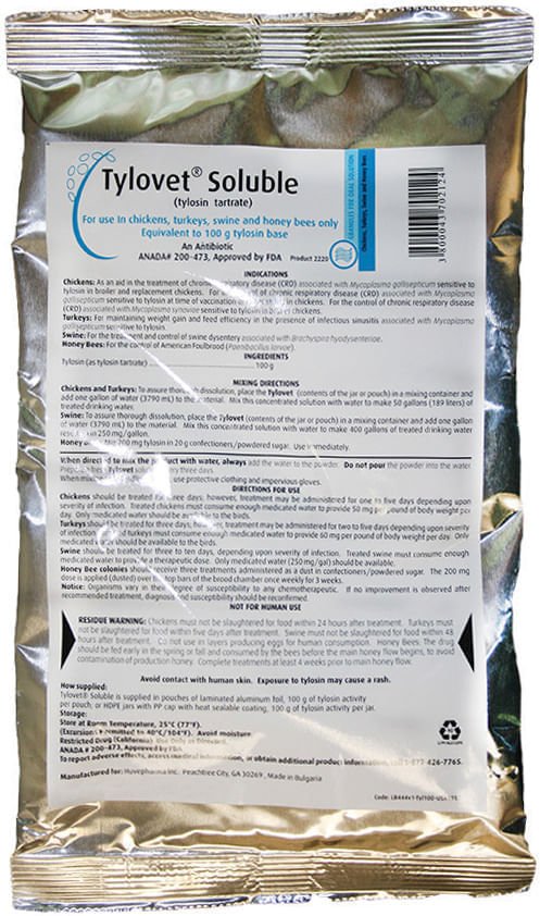 Rx Tylovet Soluble, 100 g (tylosin tartrate) - Pet's Shop