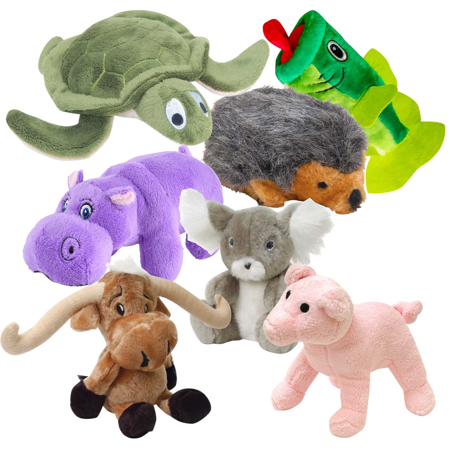Plush Animals Share the Love Squeaker Dog Toys, 7 Piece Kit - Pet's Shop