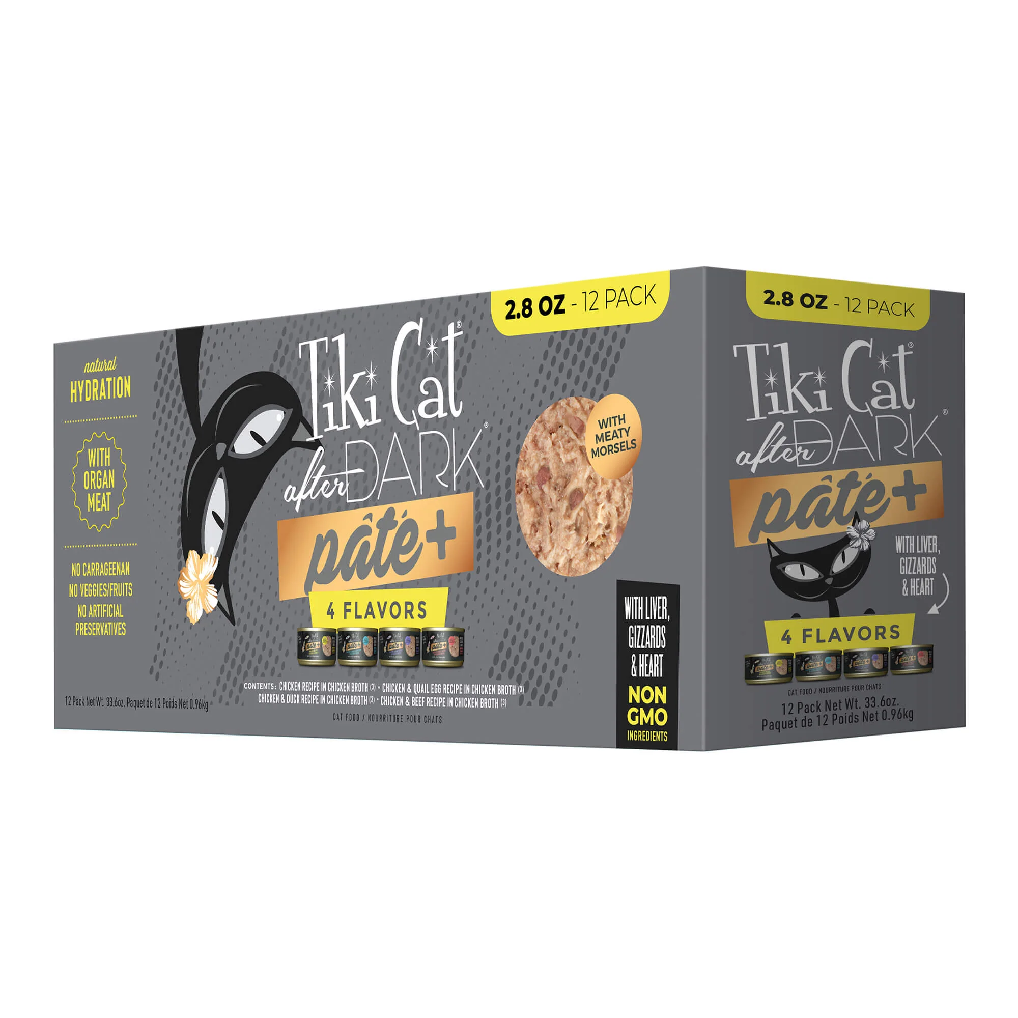 Tiki Cat After Dark Pate+ Wet Cat Food, Variety Pack, 2.8 oz Cans, 12 ct - Pet's Shop