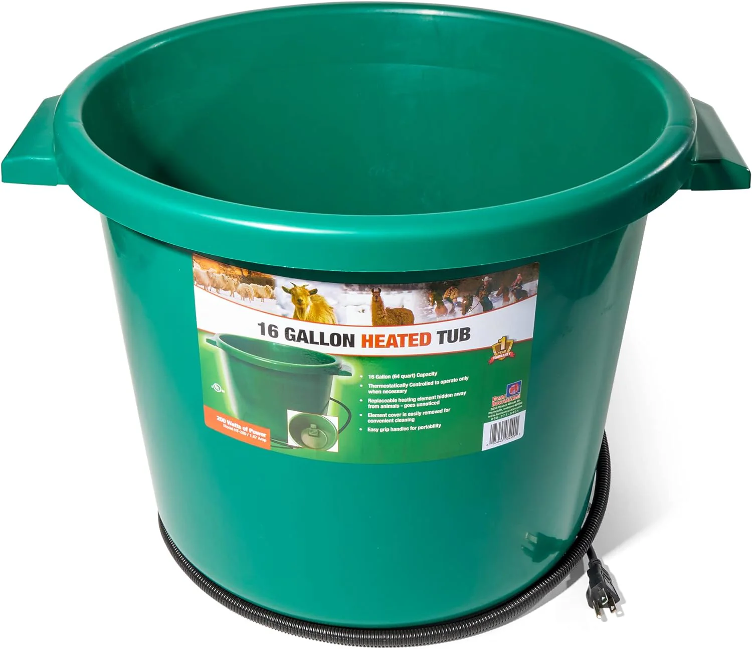 Farm Innovators 16 Gallon Heated Tub Bucket, Green - Pet's Shop