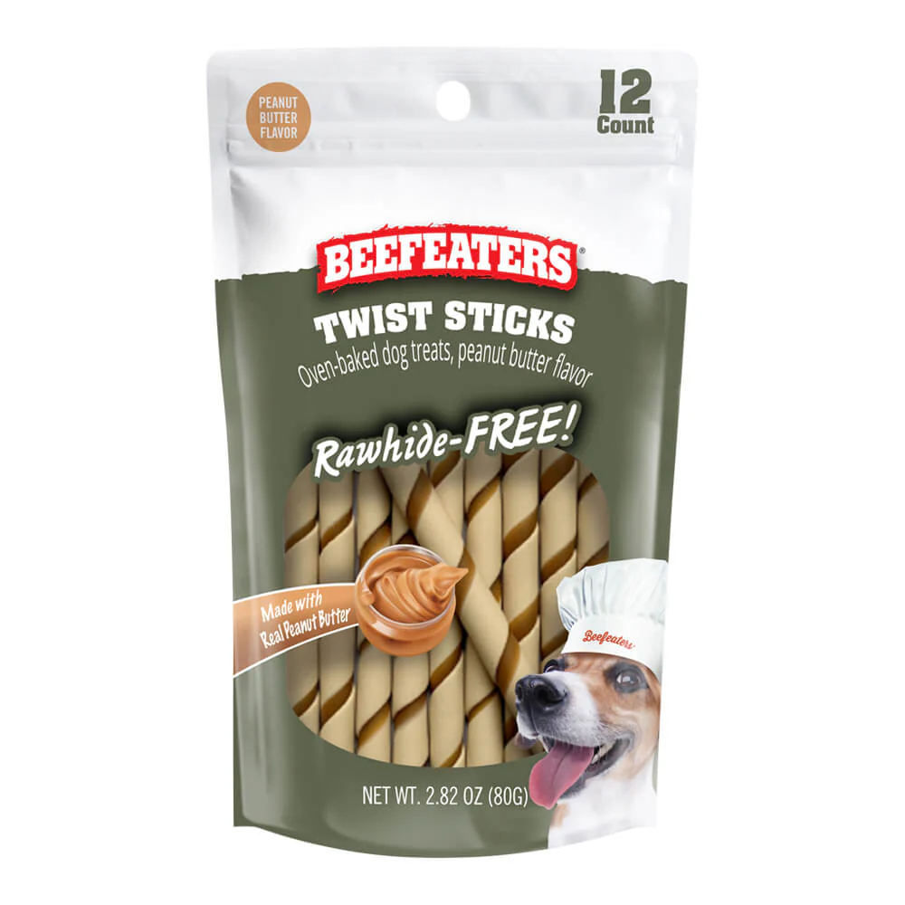 Beefeaters Twist Sticks, Rawhide Free, 12 ct, Case of 12 - Pet's Shop