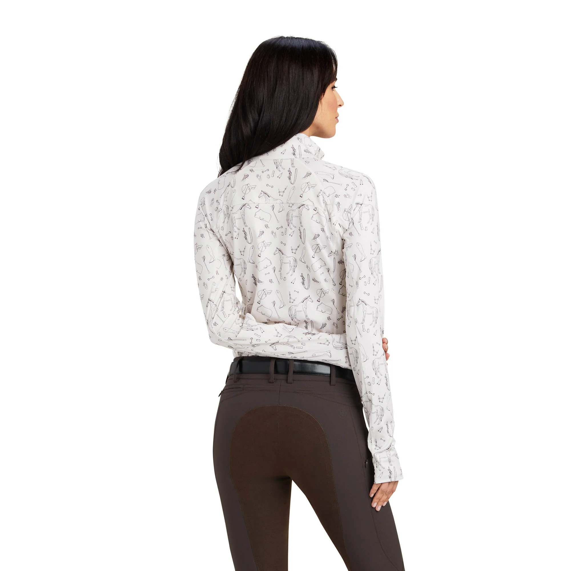 Ariat Lowell 2.0 ? Zip Baselayer, Sea Salt Tack Print - Pet's Shop