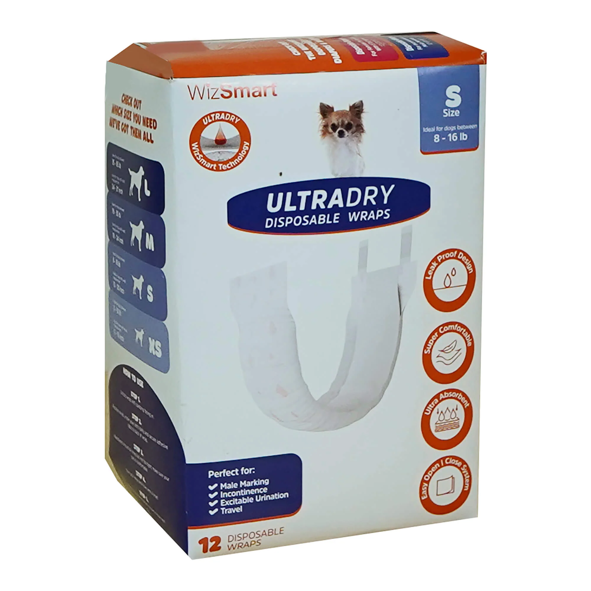 WizSmart UltraDry Male Wraps, 12 ct - Pet's Shop