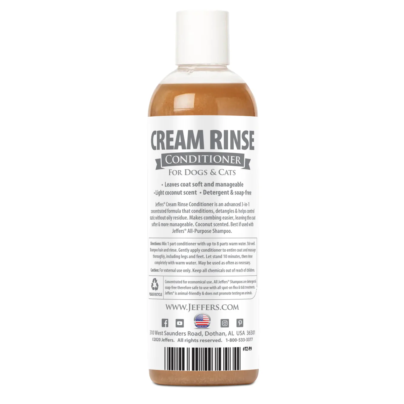 Cream Rinse Pet Conditioner with Coconut Oil - Pet's Shop