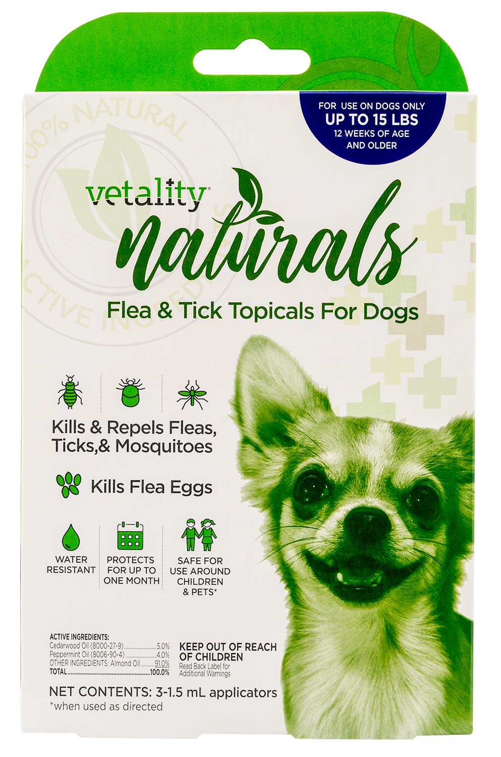 Vetality Naturals Flea & Tick Topicals for Dogs, 3-pk - Pet's Shop