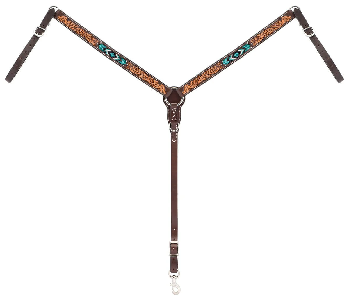 Weaver Turquoise Cross Two Toned Breast Collar - Pet's Shop