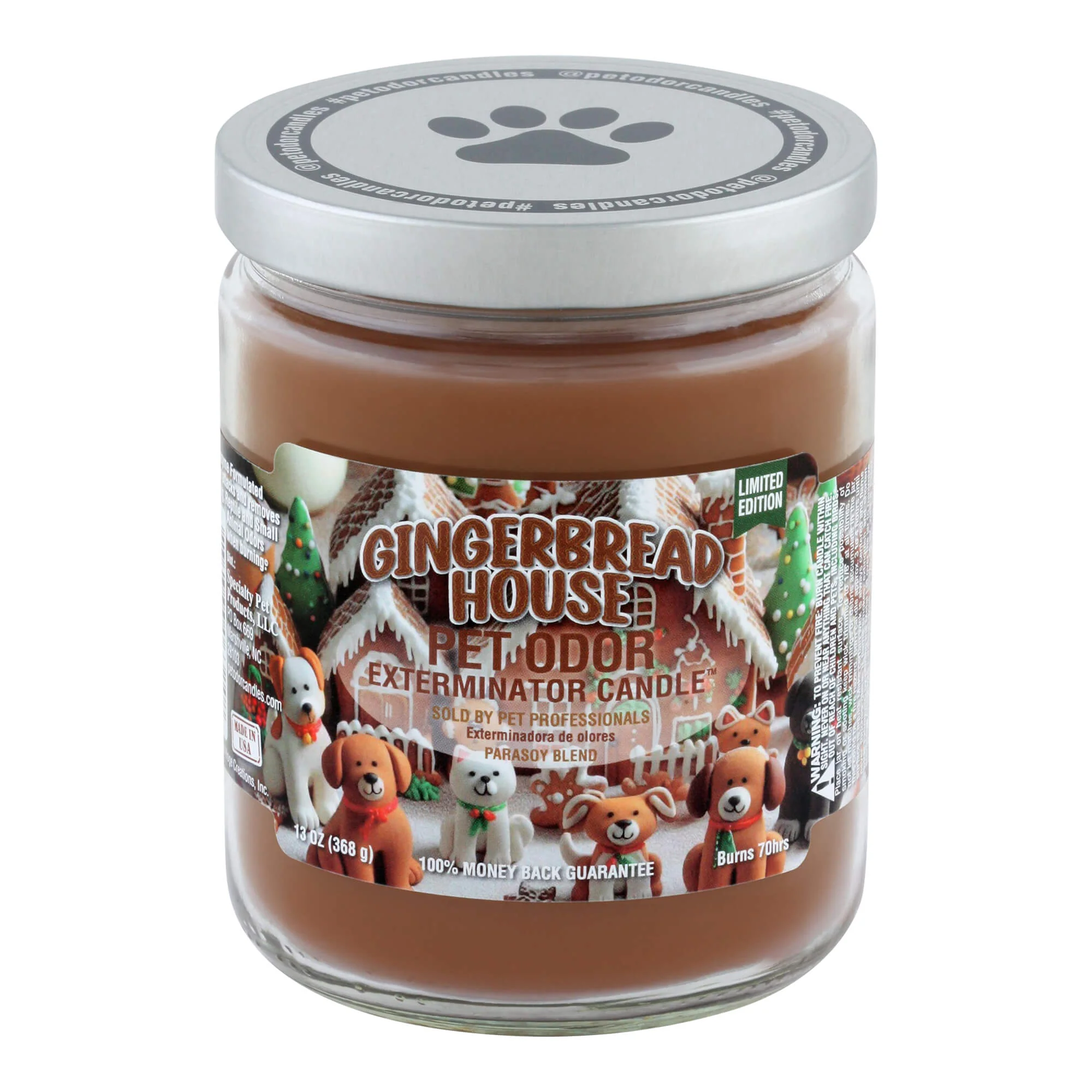 Pet Odor Exterminator Candle, Gingerbread House, 13 oz - Pet's Shop