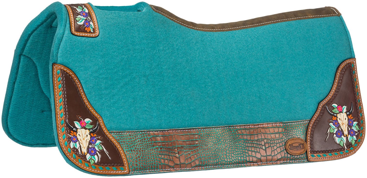 Tough1 Hand Painted Steer Skull Saddle Pad - Pet's Shop