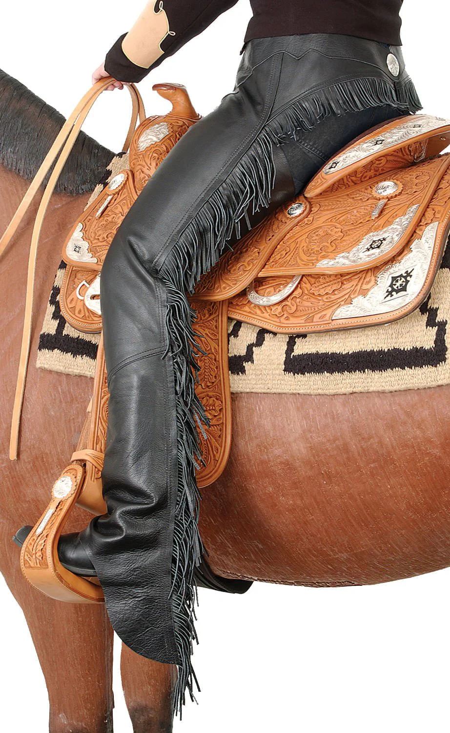 Smooth Leather Chaps with Fringe - Pet's Shop