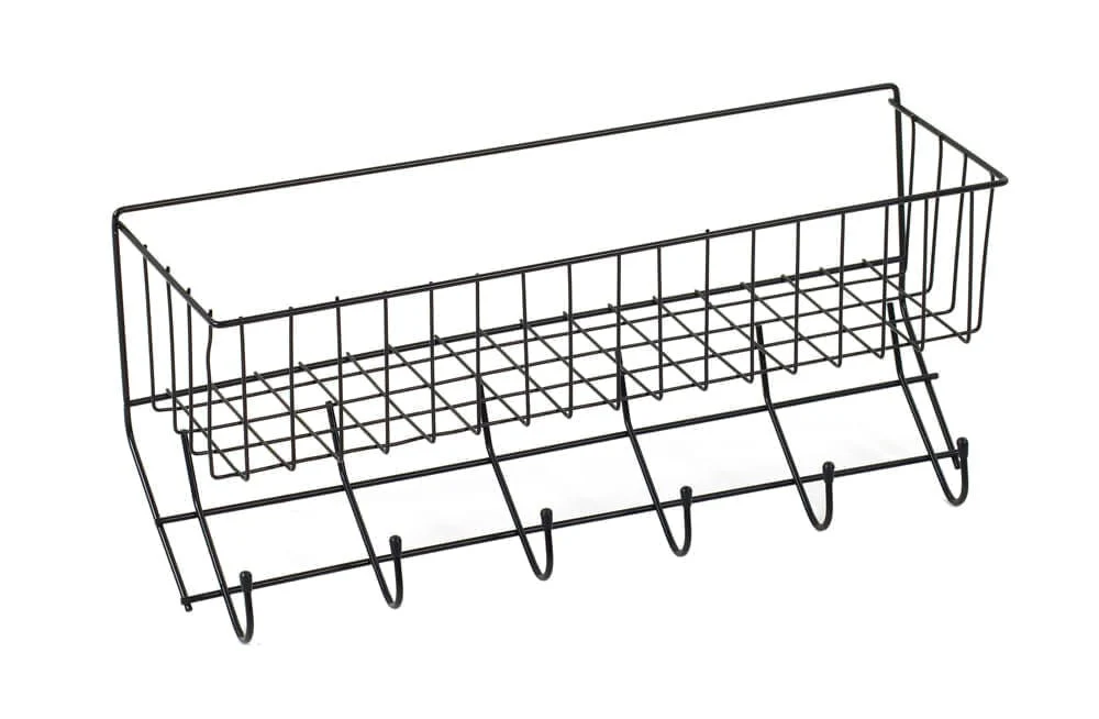 Wire 6-Hook Tack Rack with Basket - Pet's Shop