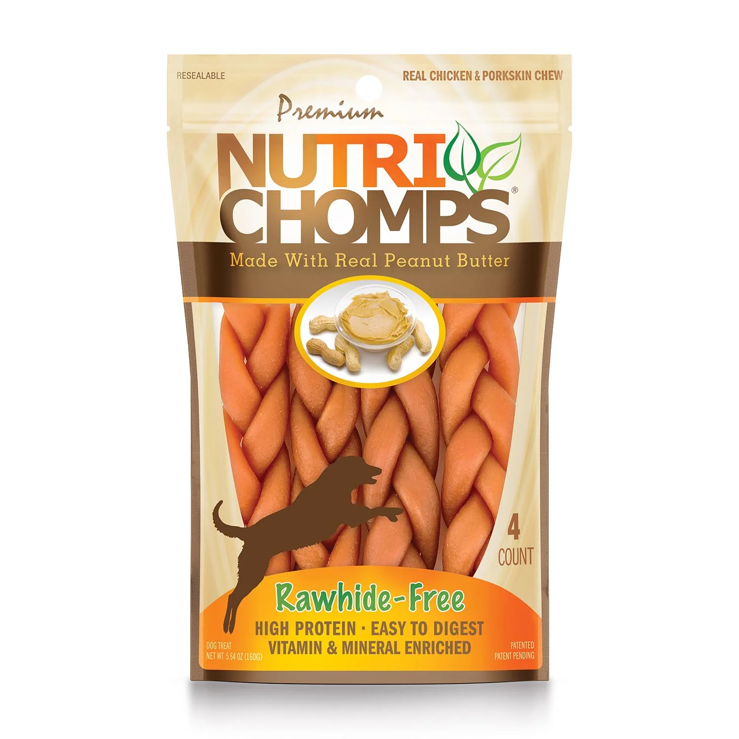 NutriChomps 4ct 6�� Peanut Butter Flavor Braid - Pet's Shop