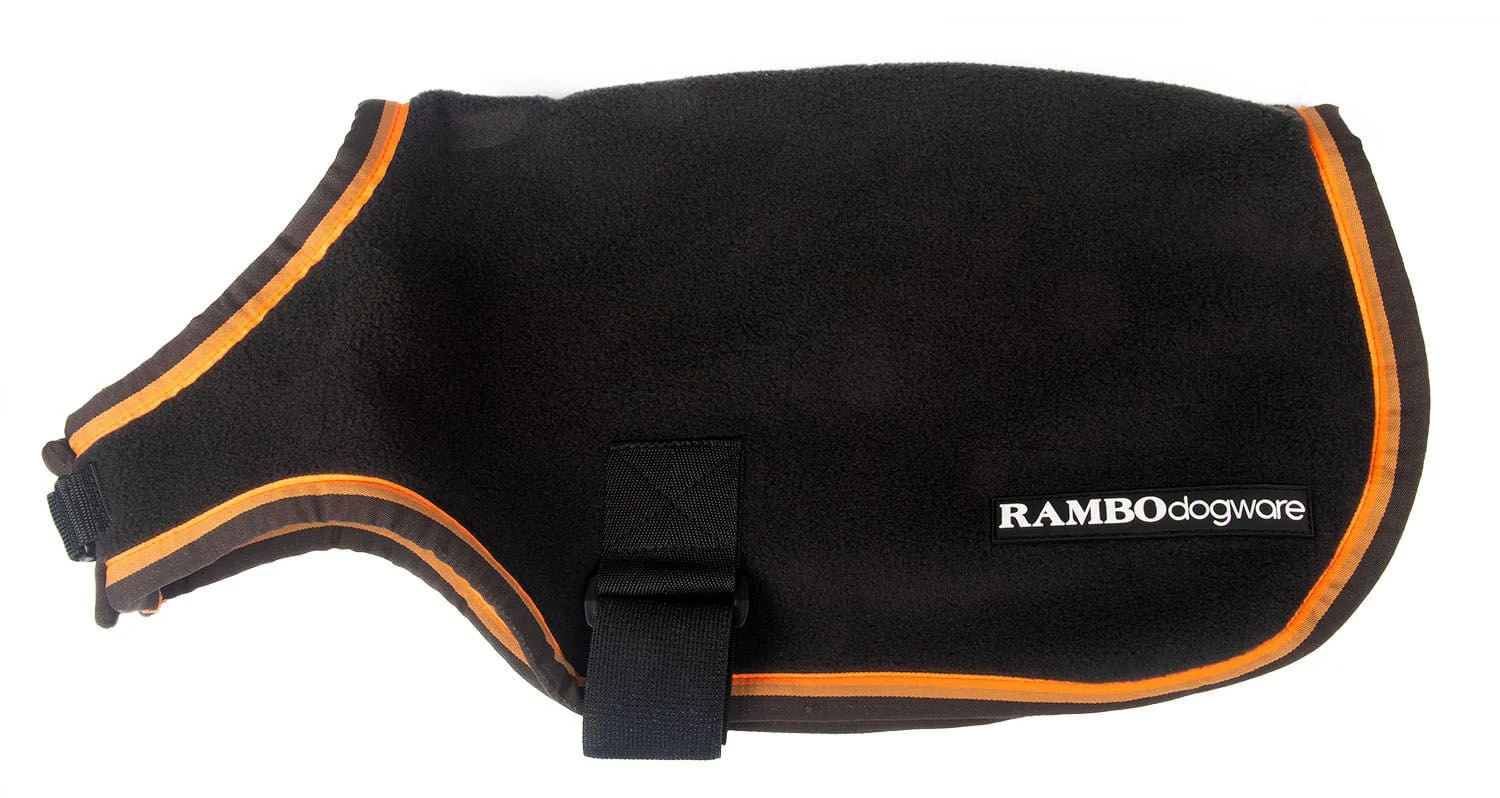 Rambo Deluxe Dog Coat, Black/Orange - Pet's Shop