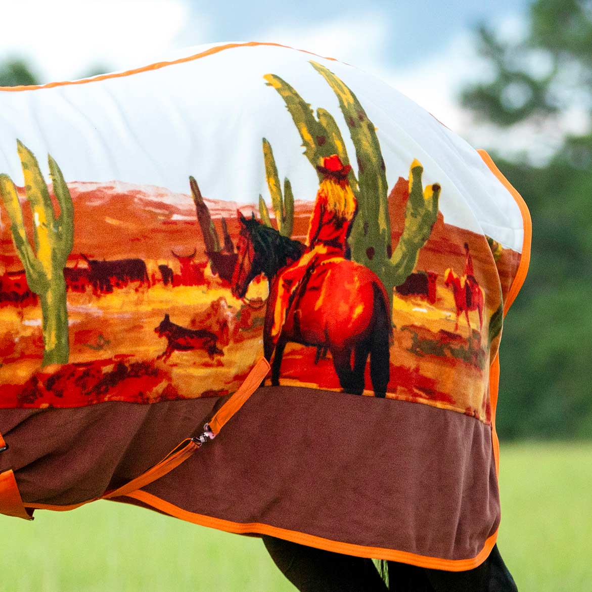 Expression Standard Neck Fleece Horse Cooler, Cattle Drive - Pet's Shop