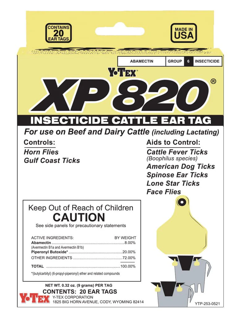XP 820 Insecticide Cattle Ear Tags, 20 pack - Pet's Shop