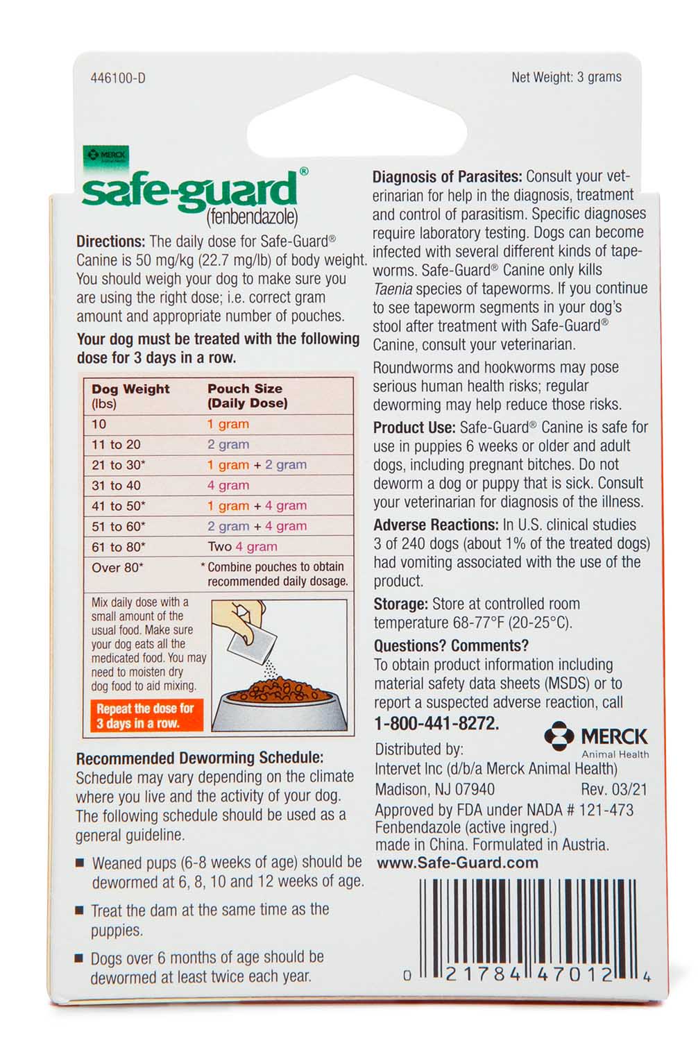 Safe-Guard Canine Fenbendazole Dewormer for Tapeworms, Roundworms, Hookworms, & Whipworms - Pet's Shop