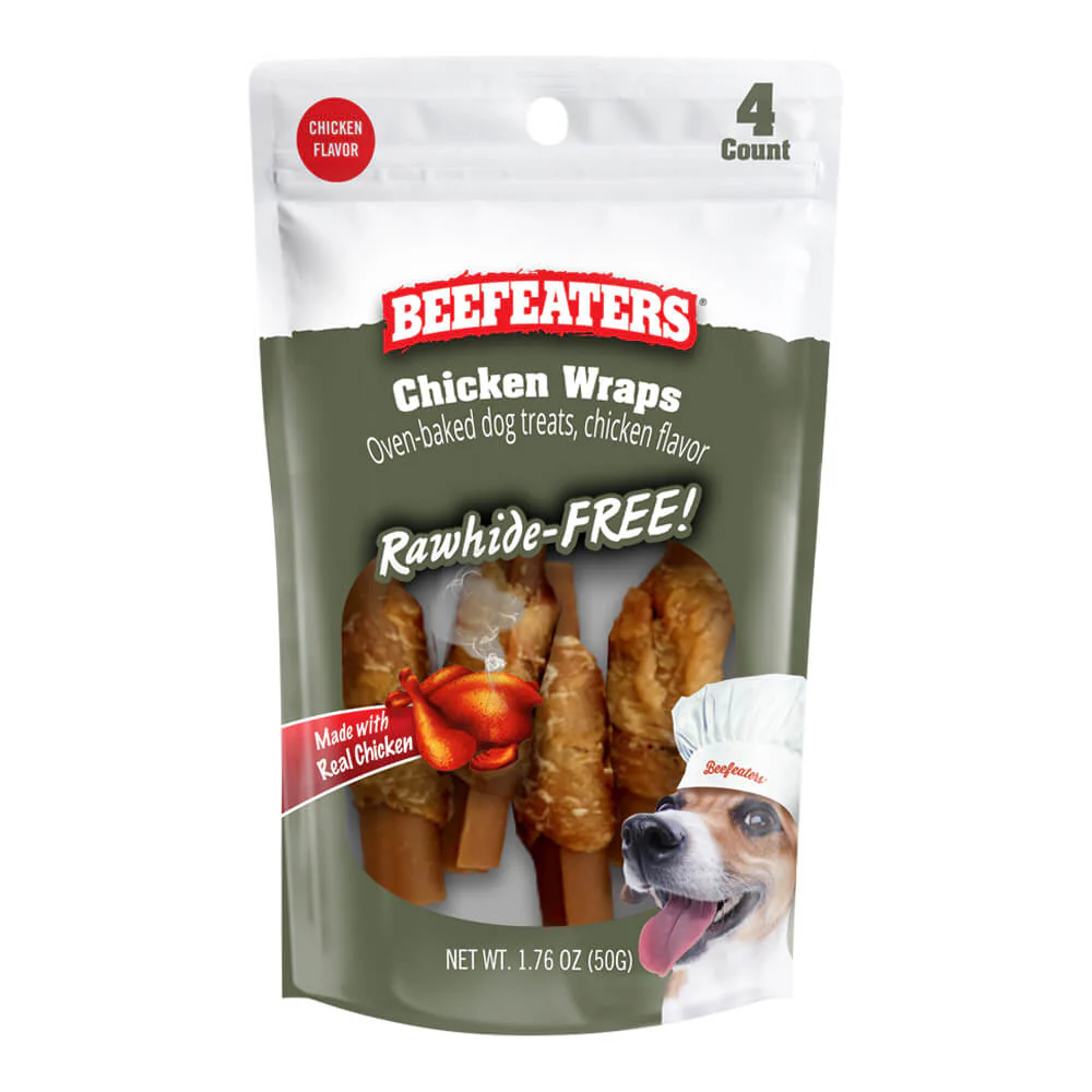 Beefeaters Chicken Wraps, Rawhide Free, 4 ct, Case of 12 - Pet's Shop