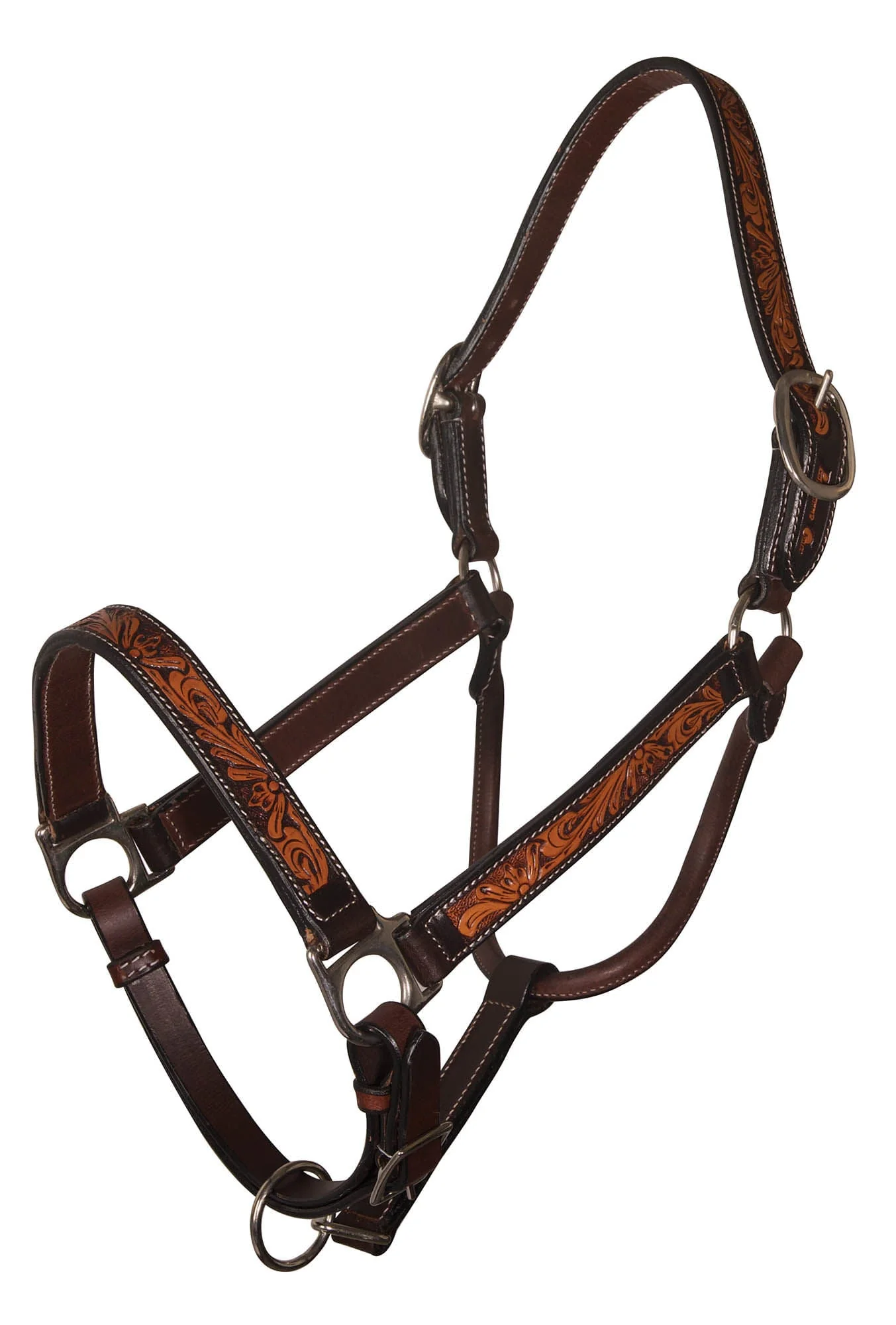 Two-Tone Floral Leather Halter for Horses - Pet's Shop