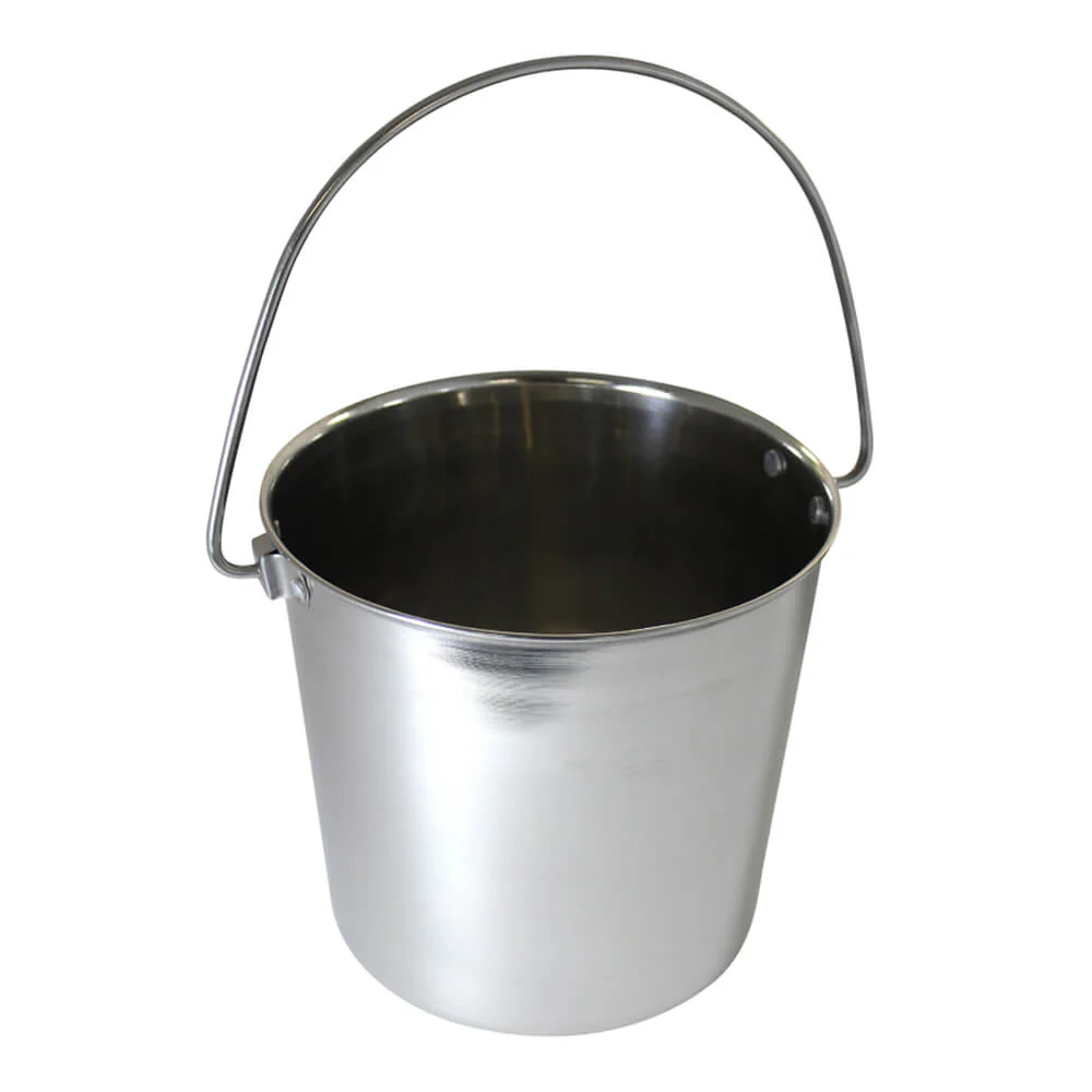Stainless Steel Pail, Round with Rivets - Pet's Shop