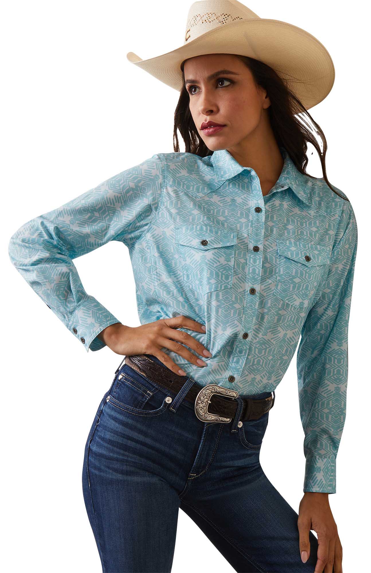 Ariat Women's Western VenTek Stretch Shirt, Zia Print - Pet's Shop