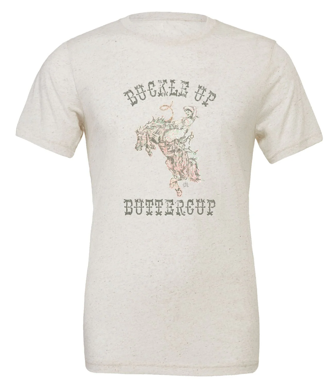 STS Buckle Up Buttercup Tee, Heather White - Pet's Shop