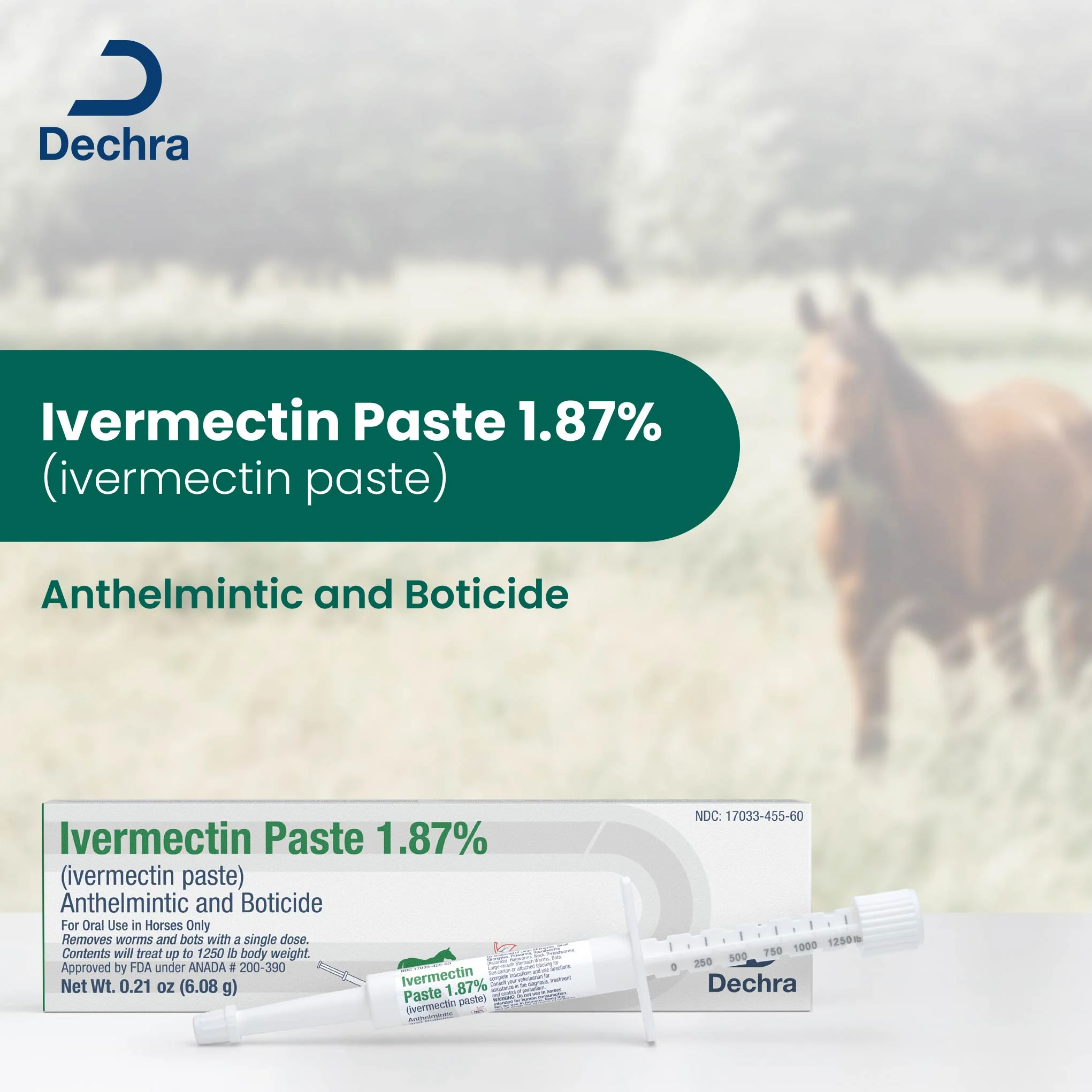 Dechra Ivermectin Paste 1.87% Anthelmintic and Boticide for Horses - Pet's Shop