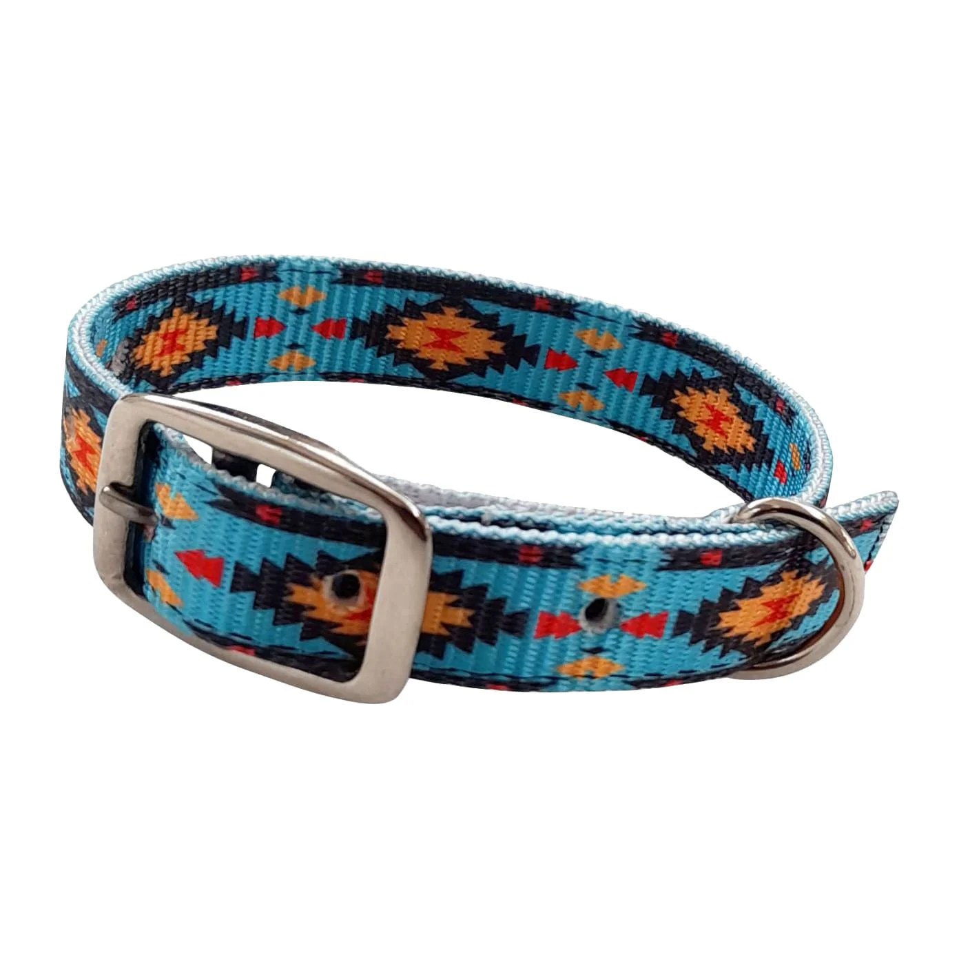 Showman Couture Southwest Nylon Dog Collar, Teal Southwest - Pet's Shop