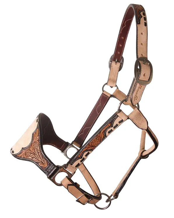 Black Floral Roughout Bronc Nose Halter - Pet's Shop