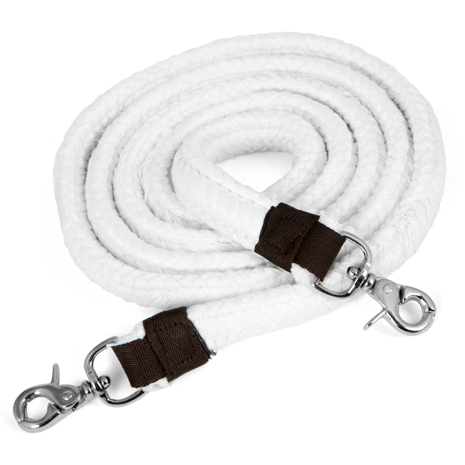 Flat Braid Cotton Roping Rein, 7' White - Pet's Shop