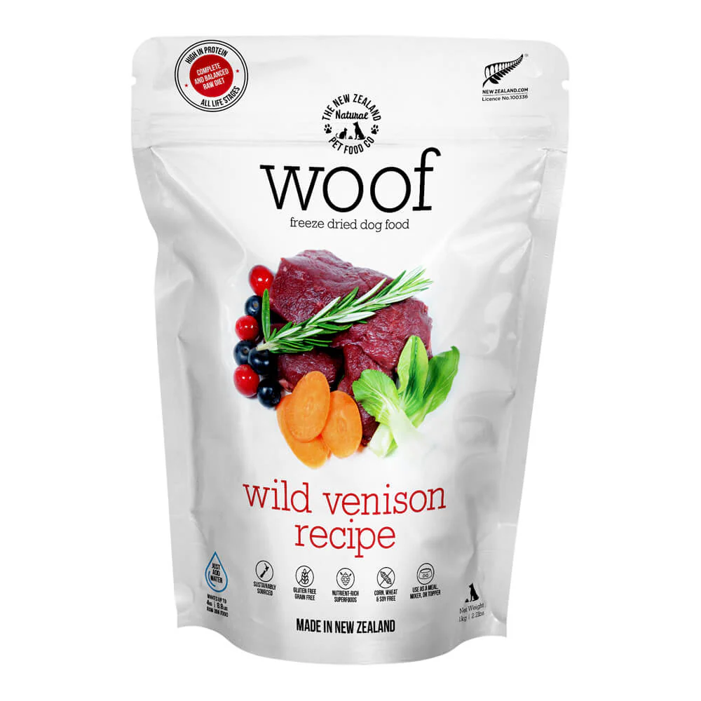 Woof Wild Venison Freeze Dried Dog Food, 2.2 lbs - Pet's Shop