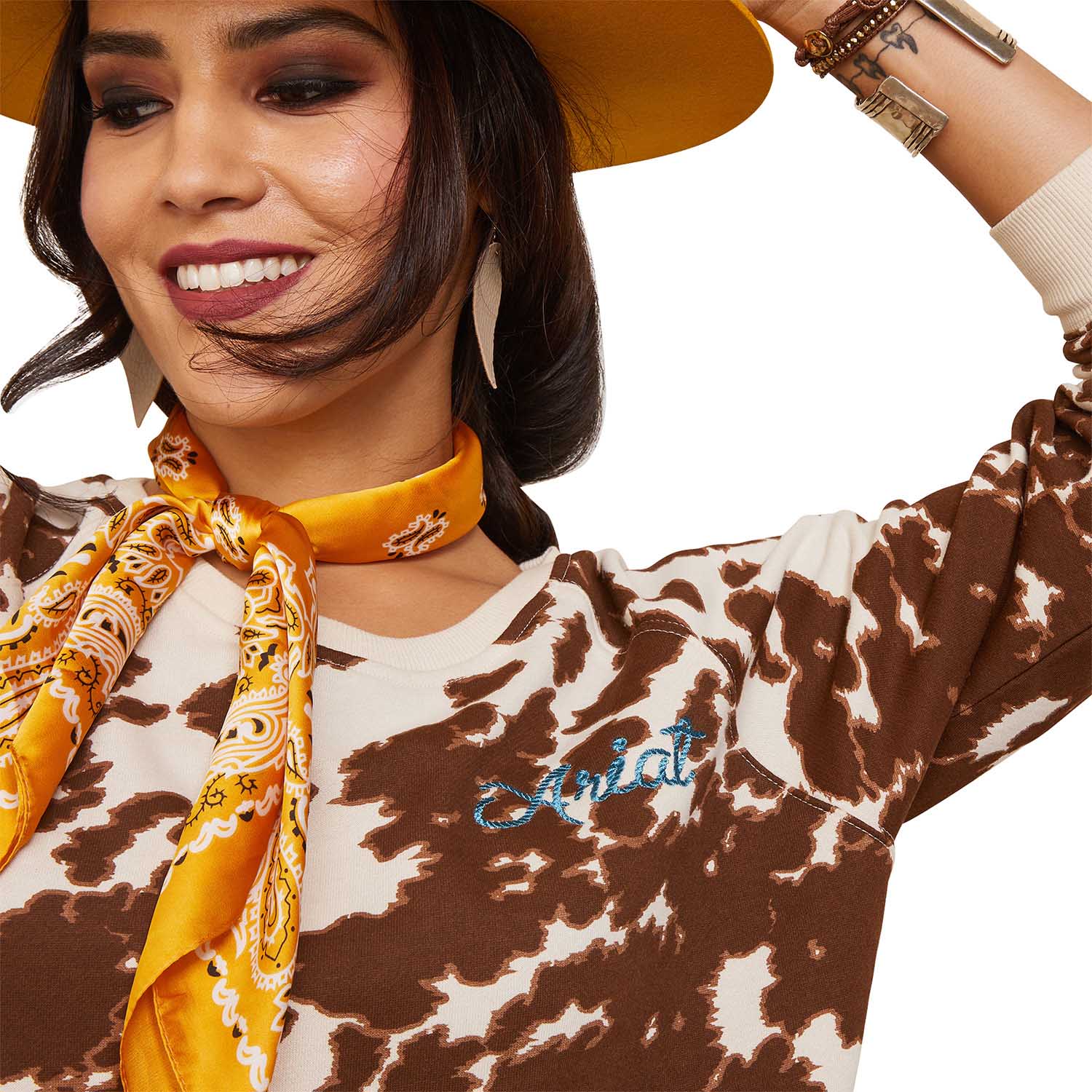 Ariat Women's R.E.A.L. Crew Sweatshirt, Pony Print - Pet's Shop