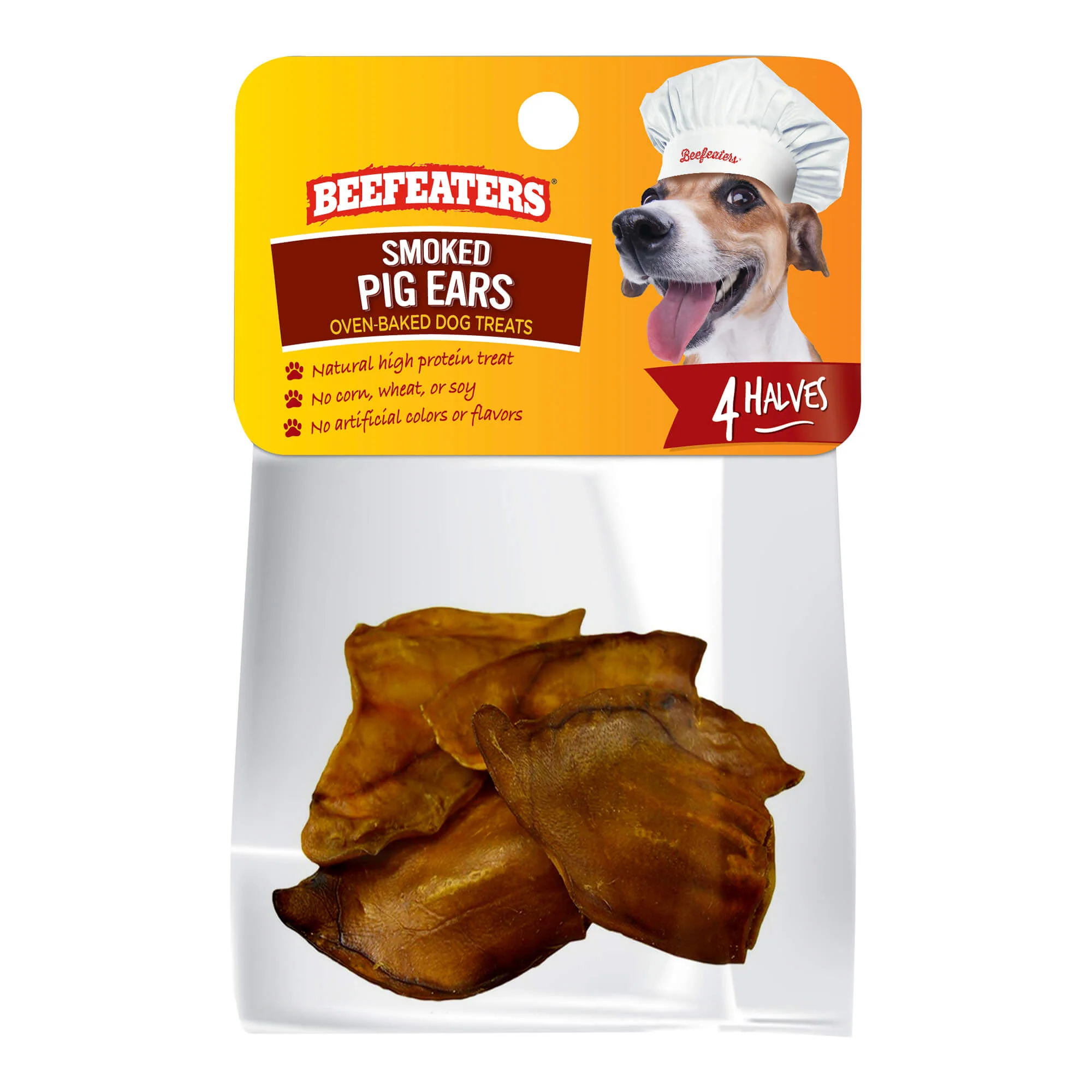 Beefeaters Pig Ears, 4 Halves, Case of 6 - Pet's Shop