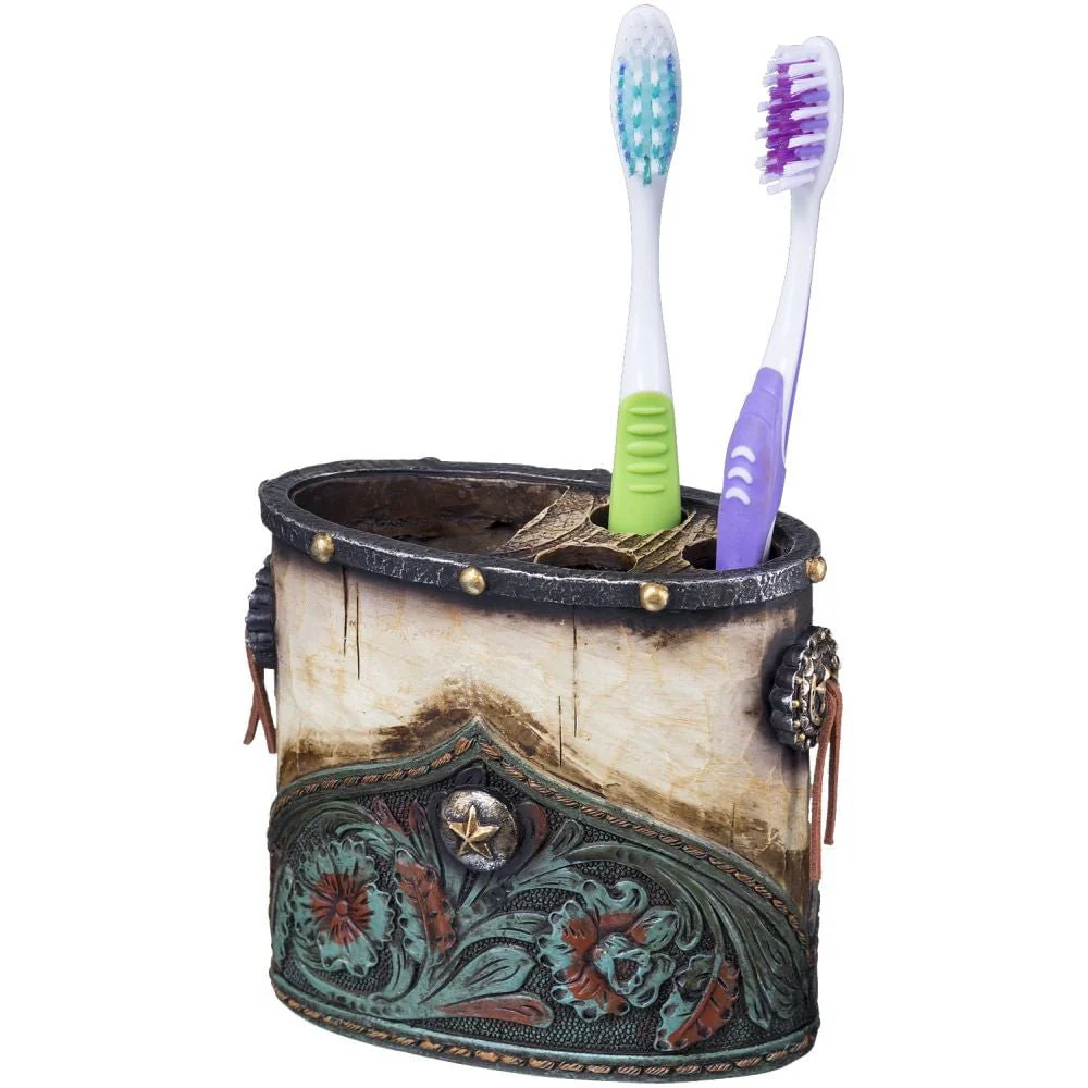 Turquoise Floral with Concho Tooth Brush Holder - Pet's Shop