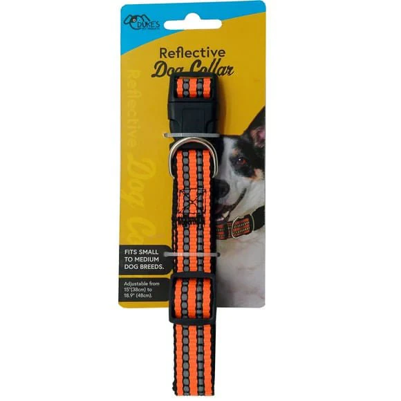 Adjustable Reflective Dog Collar, Assorted Colors, 15